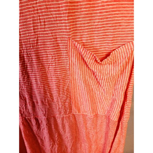 NEW Comfy USA Crinkle Rachel dress Small sleeveless Coral Striped Midi Lounge - Picture 8 of 12